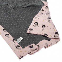Πλεκτή Κουβερτούλα Knitted Pram Blanket Hop Skip Jump To Bed Pink Lining